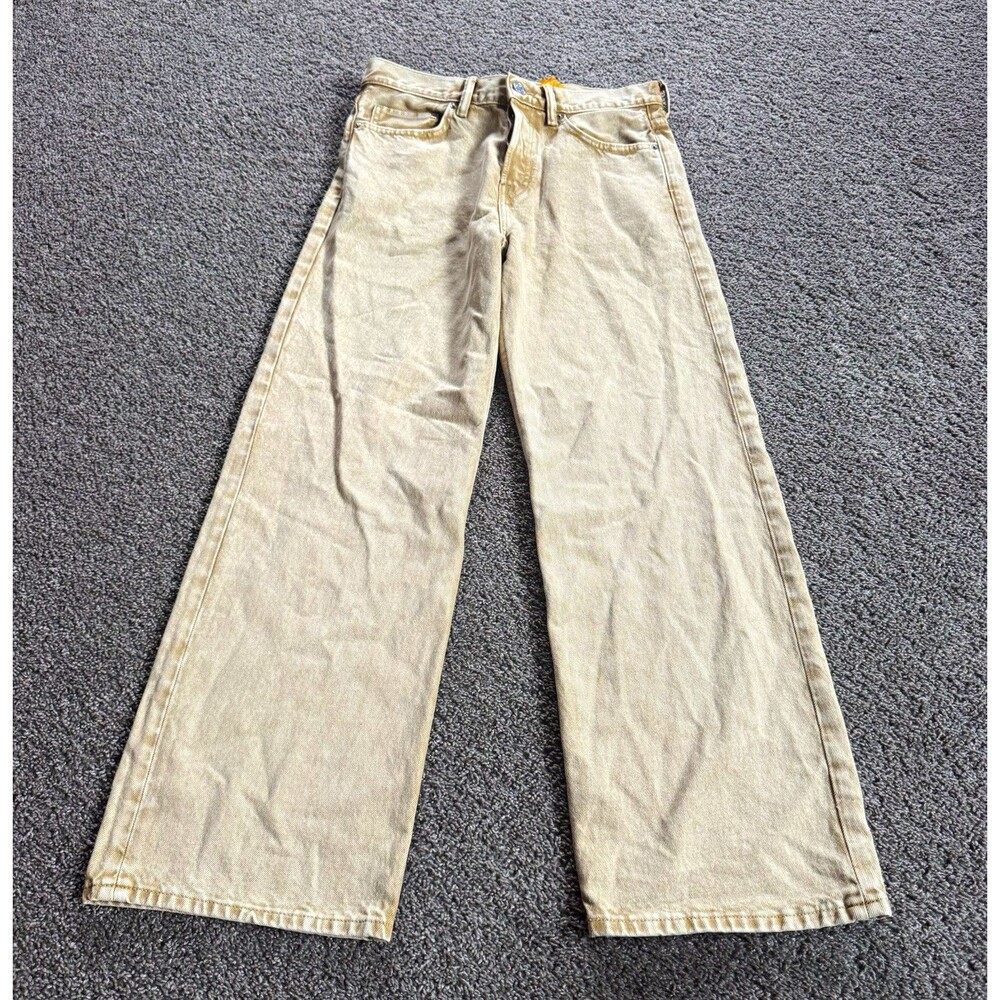 H&M Mens Jeans 30x30 Beige Straight Loose Fit Wide Leg Denim Skater NWT